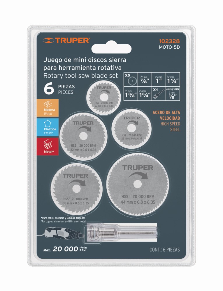 JGO 5 MINI DISCOS SIERRAS MOTOTOOL TRUPE