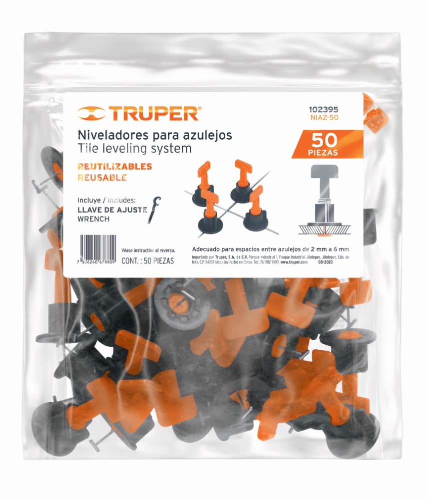 BOLSA C/50 NIVELADORES P/AZULEJOS TRUPER
