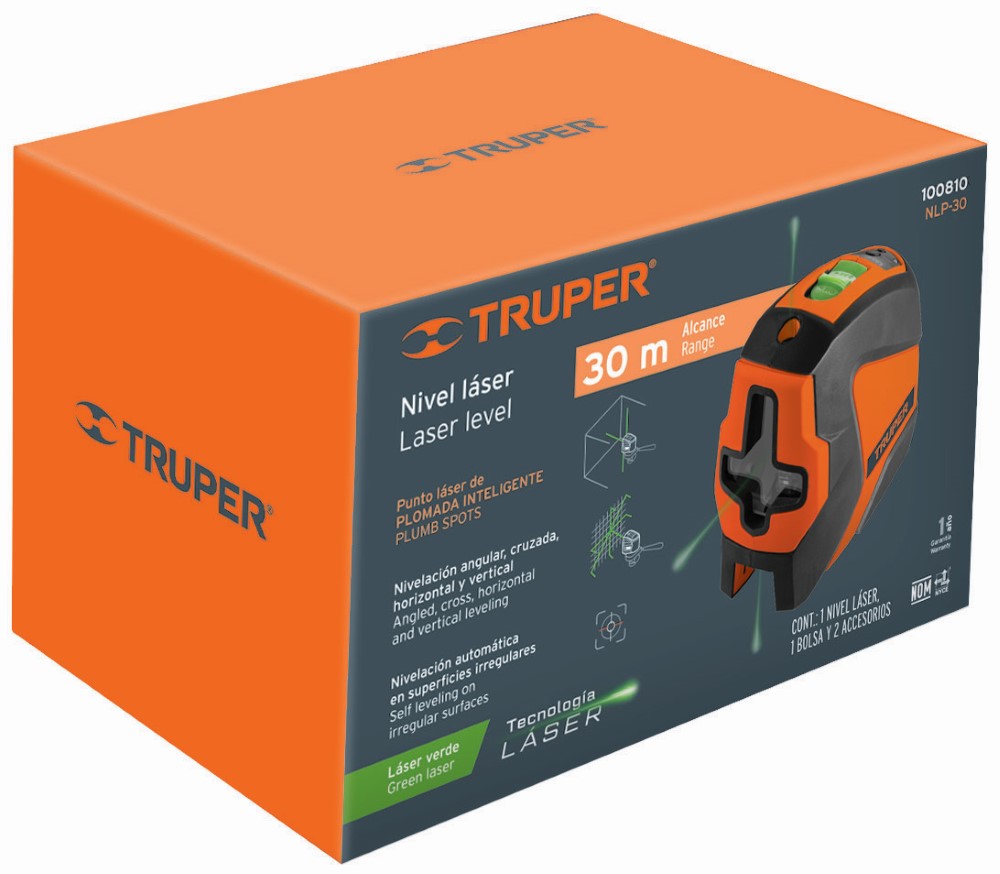 NIVEL LASER VERDE 30 M C/ 2 PUNTOS