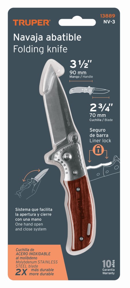 NAVAJA ABATIBLE CON MANGO DE MADERA 3