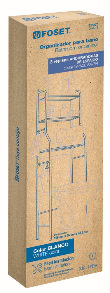 MUEBLE ORGANIZADOR BLANCO P/BAÑP 3REPISA