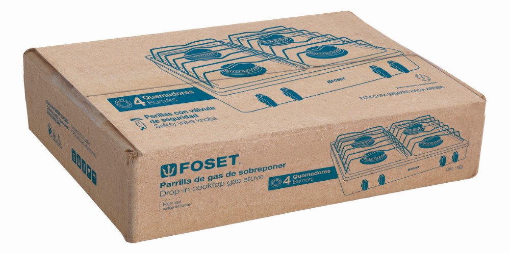 PARRILLA GAS 4 QUEMADORES BLANCA 48150