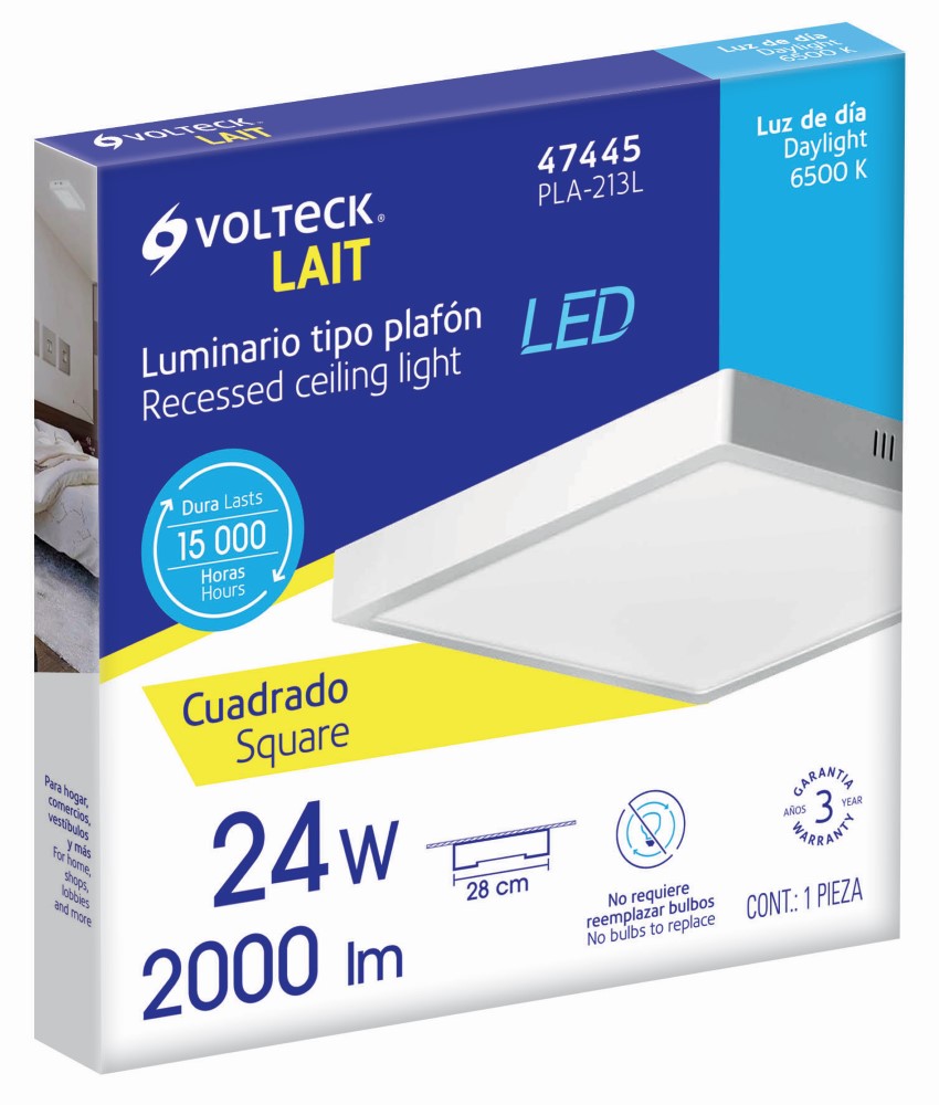 PLAFON CUADRADO BLANCO 24W