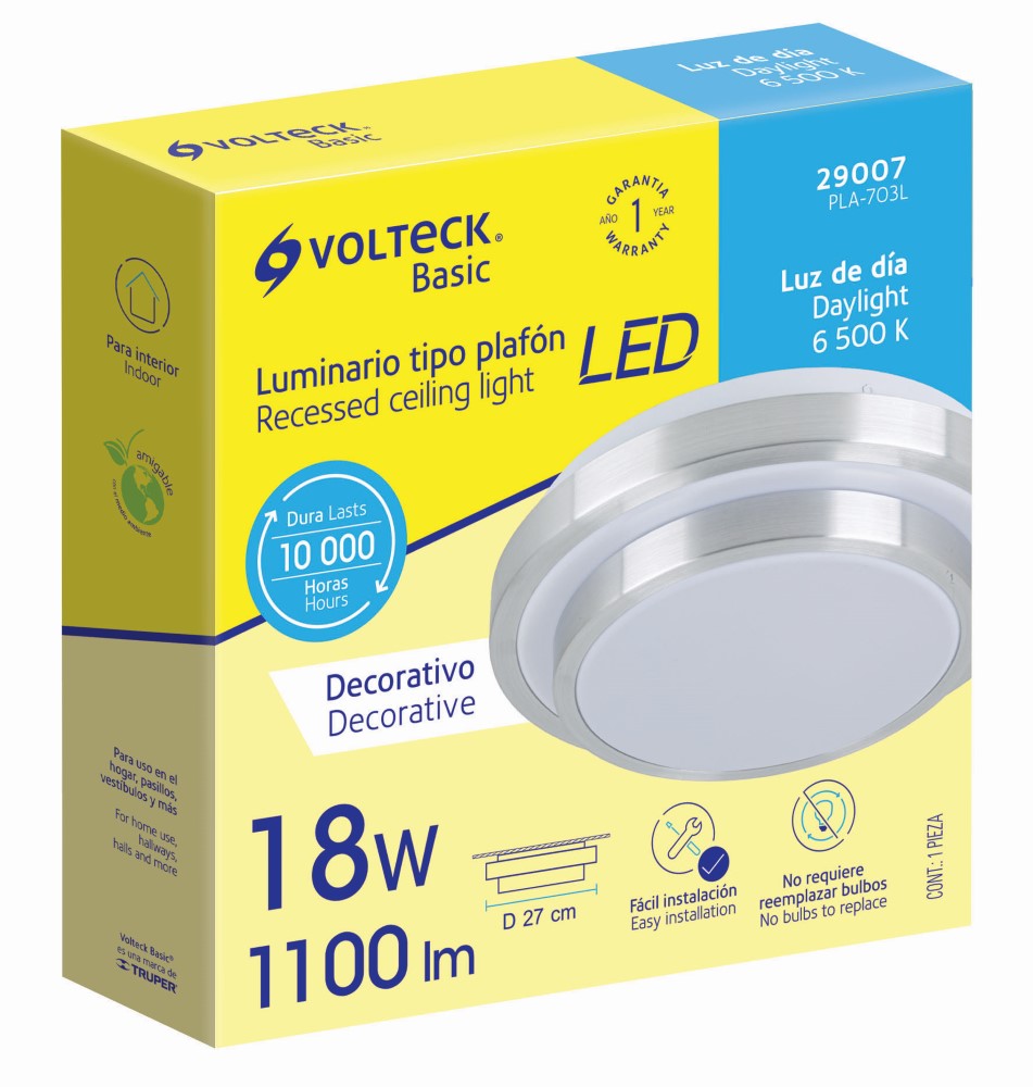 LUMINARIA LED 18W PLAFON DEC MET LUZ DIA