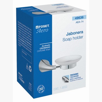 JABONERA CON PLATO VIDRIO LINEA AERO