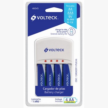 CARGADOR PILAS AA AAA Y 9V 4 PILAS