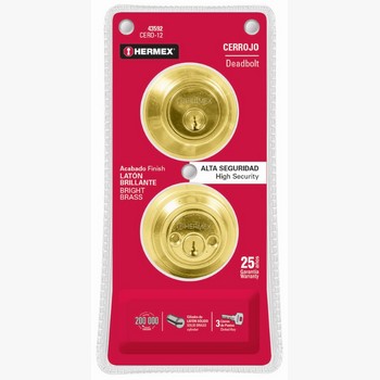 CERROJO LATON BRILLANTE DOBLE CILINDRO