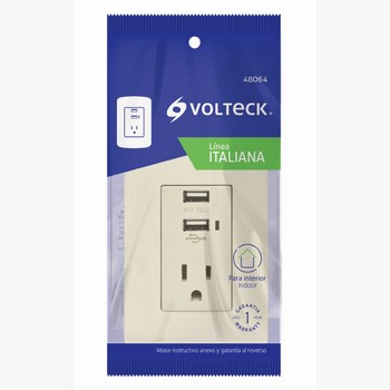 CONTACTO DUPLEX + 2 USB ITALIANA MARFIL