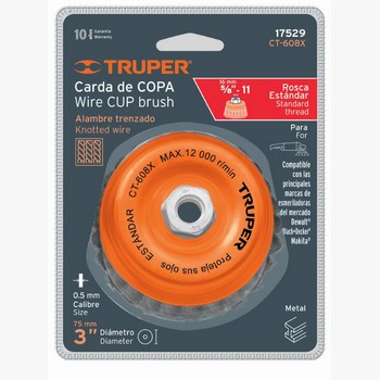 CARDA COPA TRENZADO GRUESO 3 X 5/8 17529