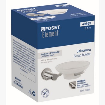 JABONERA C/ PLATO VIDRIO CROMADO LINEA E