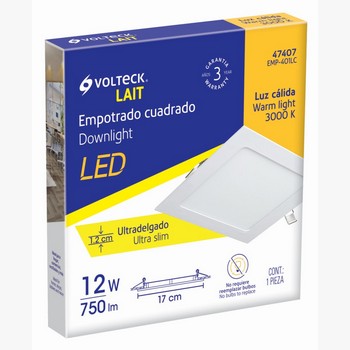 LUM ULTRA DELGADO LED 12W EMP CUAD L/CAL