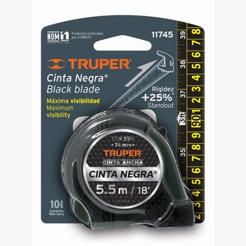 FLEXOMETRO NEGRO 5.5M CINTA ANCHA 11745