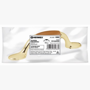 JALADERA LATON BRILLANTE C/ INSERTO ZINC