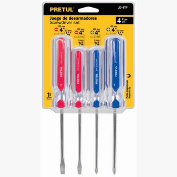 JUEGO 4 DESARMADORES PVC PRETUL