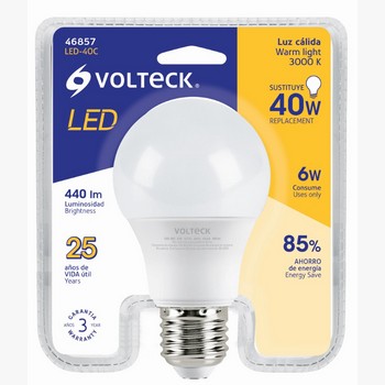 LÁMPARA LED, BULBO ESTÁNDAR A19 6W E27 1