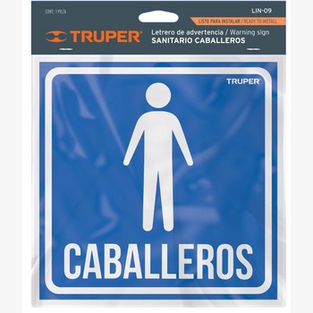 LETRERO DE SEÑALIZACION CABALLEROS 19 X