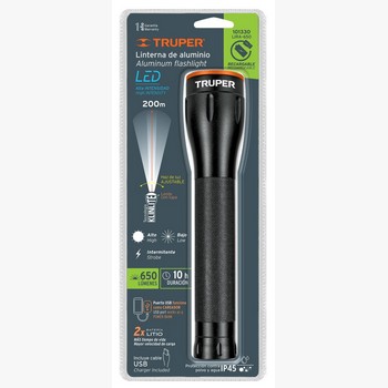 LINTERNA LED RECARGABLE ALUMINIO 650LUM